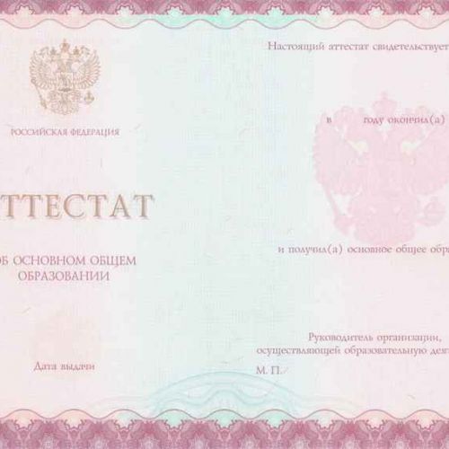 Аттестат 9 классов 2017